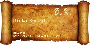 Birta Kornél névjegykártya